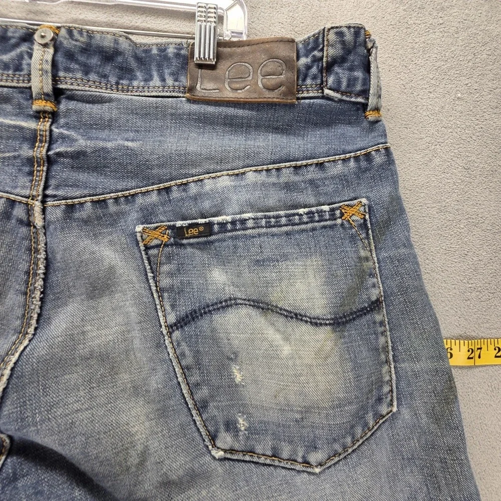 Lee Shorts Mens 38 Blue Denim Selvedge Nitro Bermuda Cutoff Jorts 15